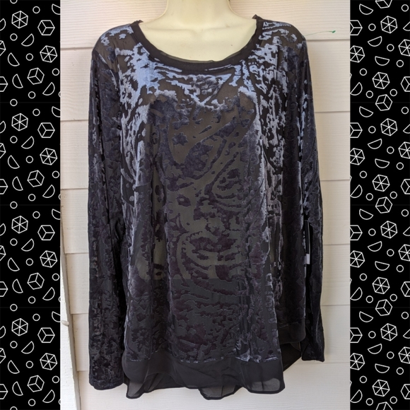 SIMPLY VERA VERA WANG BURNOUT VELVET TUNIC NWT - Picture 3 of 5